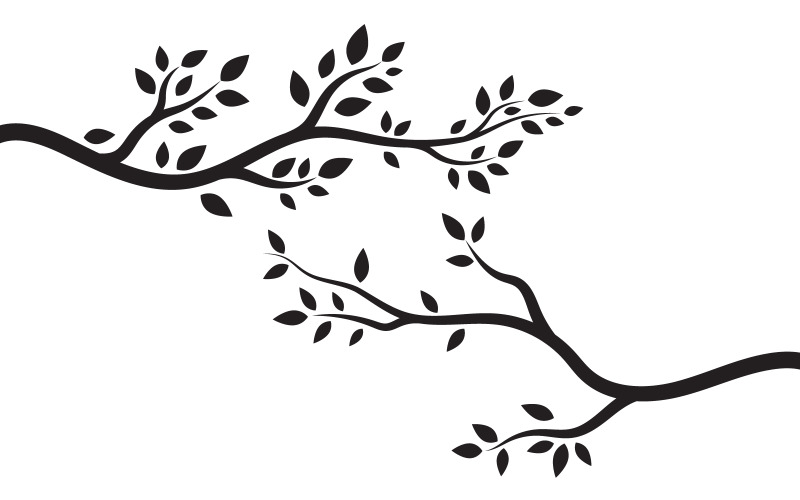 Trädgrenar blad illustration design bakgrund mall v.2