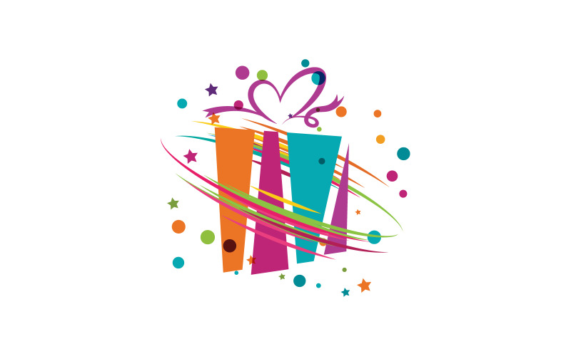 Logo-ontwerpsjabloon voor geschenkdoospictogram vectorillustratie v.15