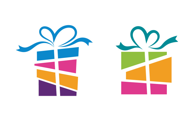 Modello di progettazione del logo dell'illustrazione vettoriale dell'icona della scatola regalo v.2