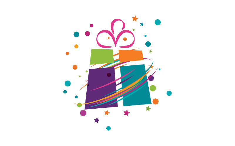 Presentförpackning ikon vektorillustration logotyp designmall v.14