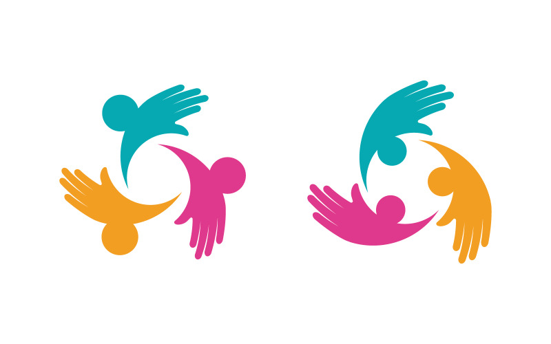 Hand Concept Kölcsönös segítségnyújtás szociális emberiség Logo design sablon v.20