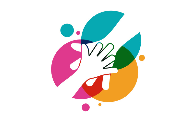 Mão Conceito Ajuda mútua cuidado humanidade social Modelo de design de logotipo v.17