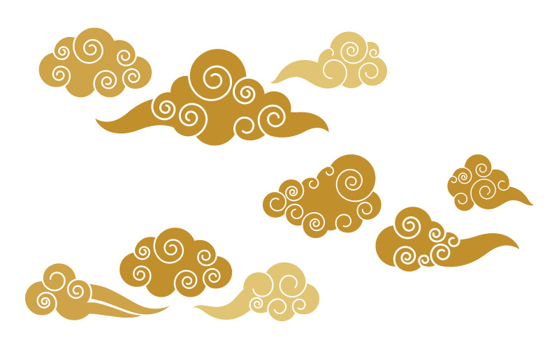 Modèle d'illustration d'icône vectorielle de nuage chinois v.6