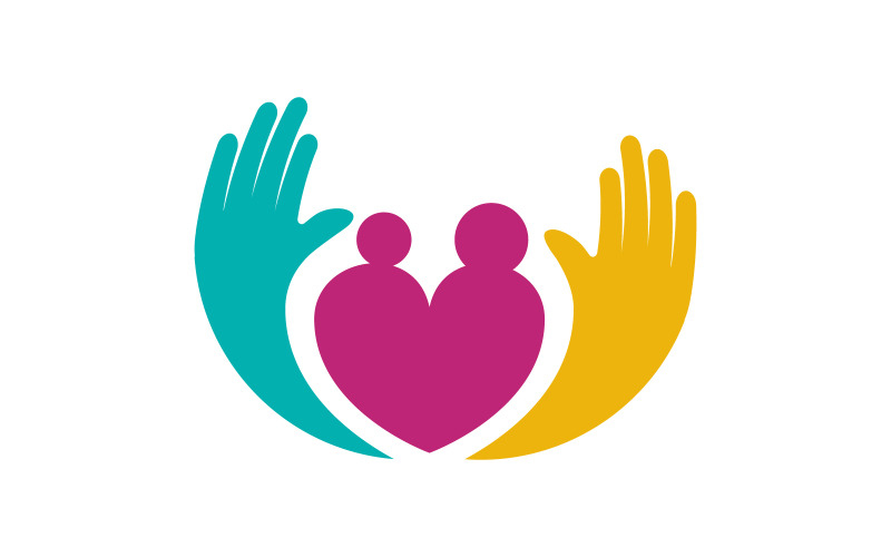 Modèle de conception de logo d'entraide mutuelle pour les soins sociaux et l'humanité v.3