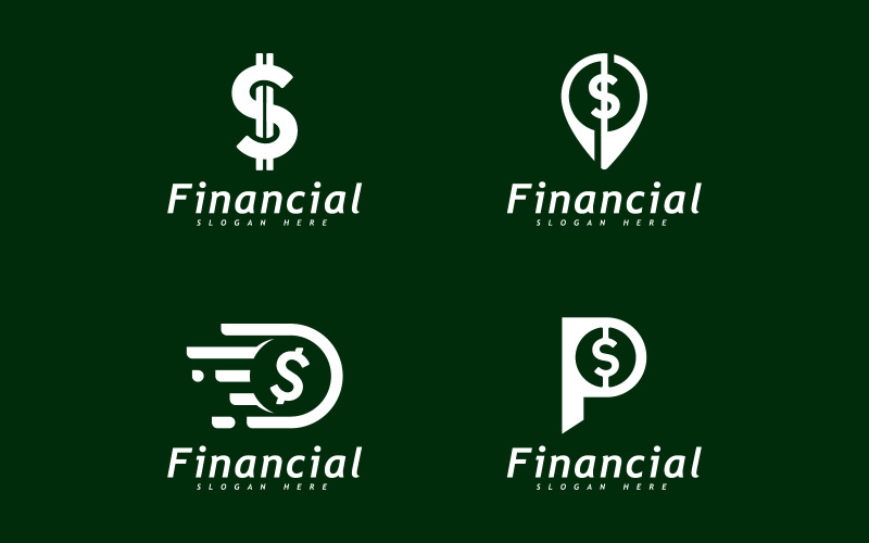 Concept de conception de logo d'argent vecteur. Logotype simple financier ou bancaire 16