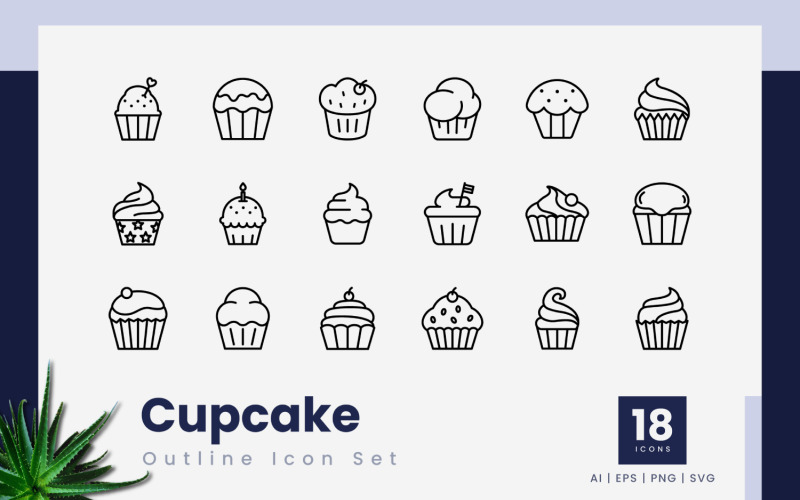 Cupcake disposition ikoner Bunt