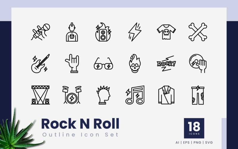 Icone di contorno Rock n Roll