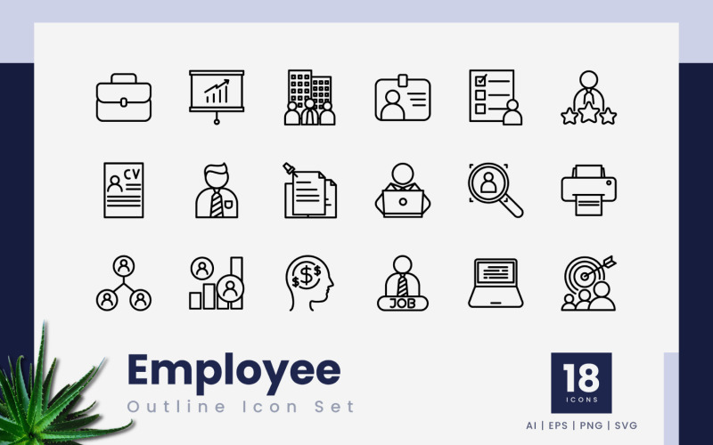 Set di icone di contorno dei dipendenti