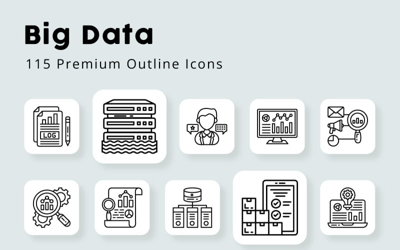 Big Data Outline Icons Pack