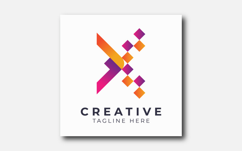 Conception de logo initial coloré abstrait de lettre X.