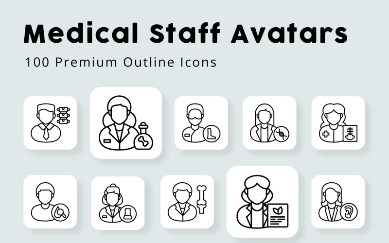 Medisch personeel Avatars Outline Icons Pack