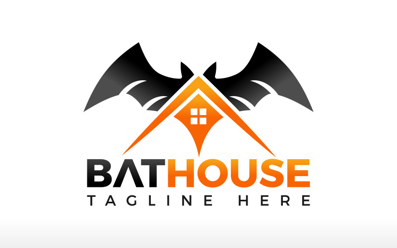 Wild bat house logo ontwerp Custom house logo architectuur spookachtig spook eng horror logo nachtmerrie