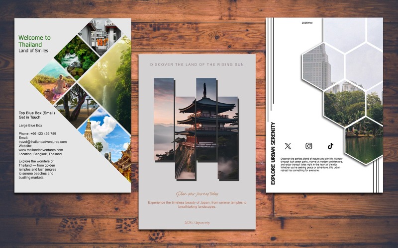Creatieve multifunctionele foldersjablonen voor marketing en branding