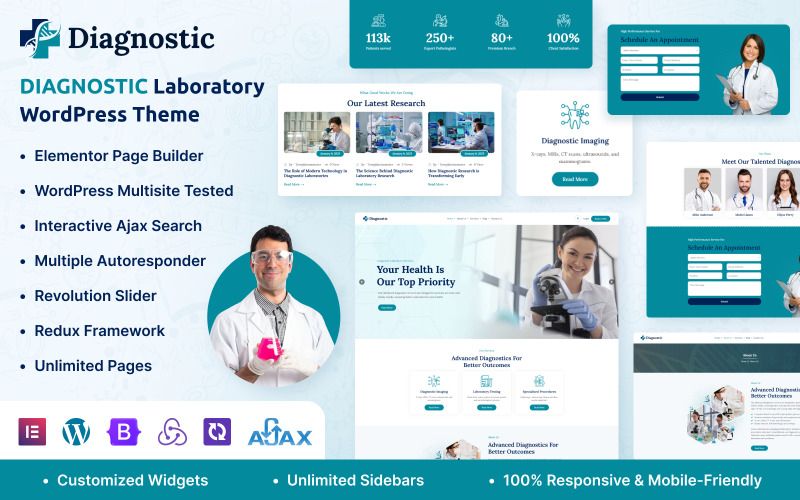 Diagnostiskt laboratorium Elementor WordPress-tema
