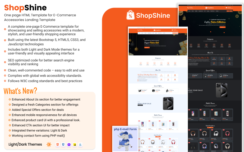 Shop Shine | Modello di sito Web HTML per saldi di Capodanno di una pagina