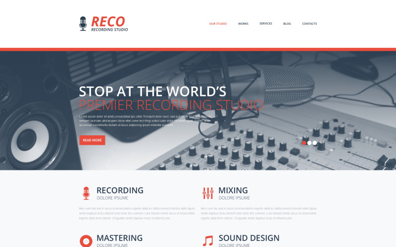 Recording Studio érzékeny webhelysablon