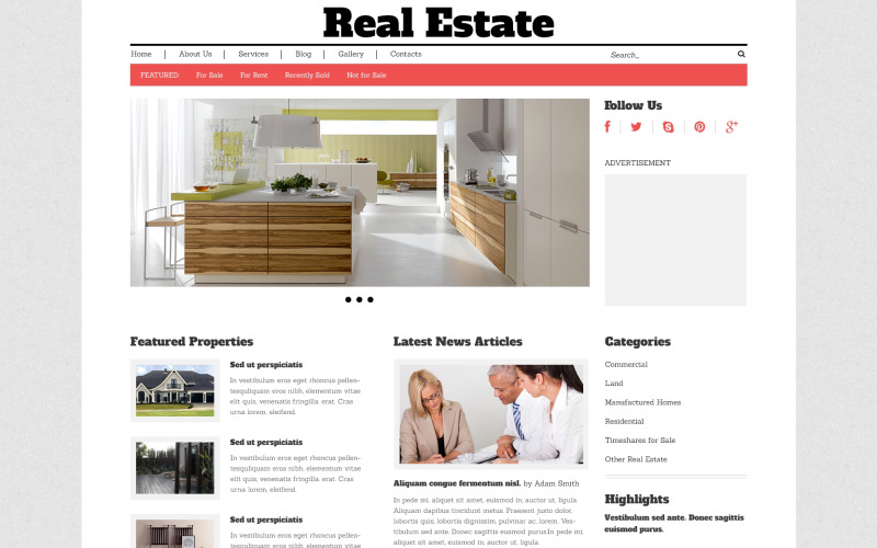 Responsive WordPress-Theme der Immobilienagentur