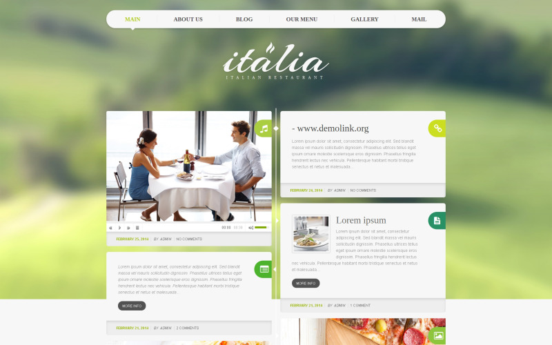 Tema WordPress reattivo per ristorante italiano