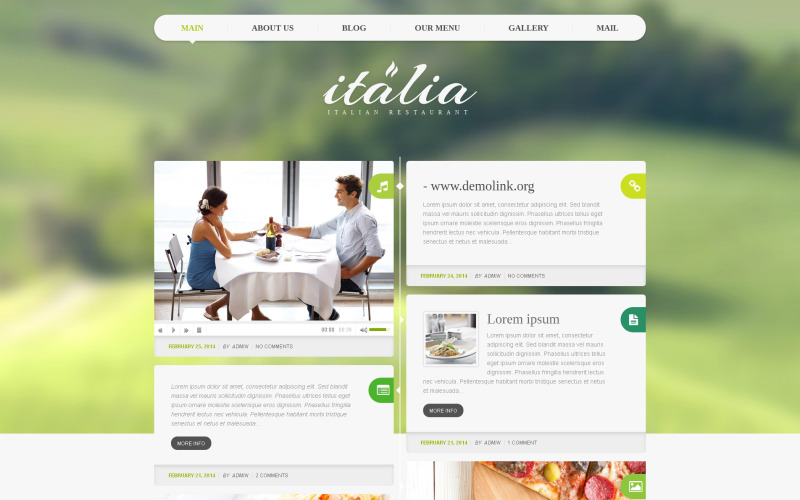 Tema WordPress responsivo de restaurante italiano