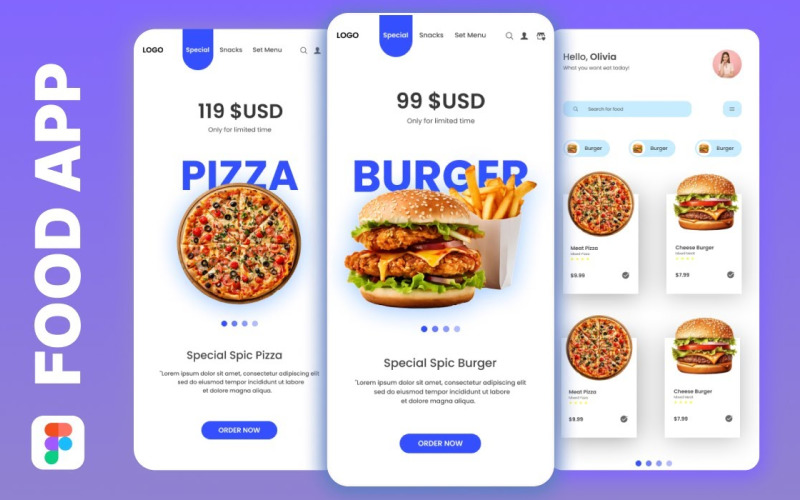 Modernes UI UX für das Design einer Food-App