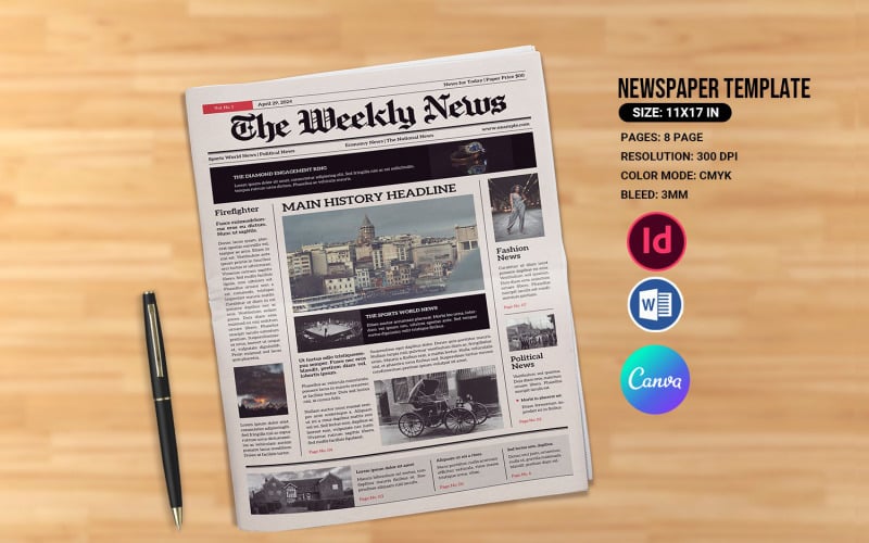 Newspaper Template | 8 Page