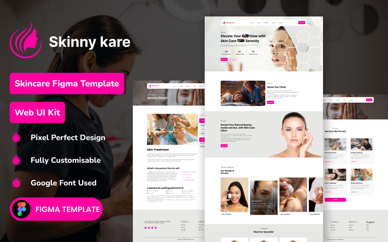 Skinny Kare Dermatology Figma UI-Vorlage