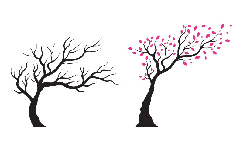 Baum mit Blattzweigen Illustration Design Hintergrund Vorlage v.7