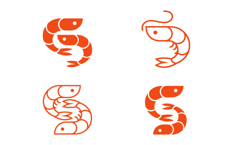 Modèle de conception d'icône vectorielle de crevettes de fruits de mer v.3