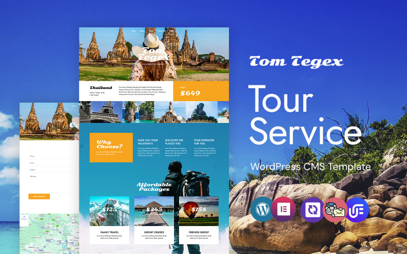 Tom Tegex - Tema WordPress Elementor para agência de viagens e turismo