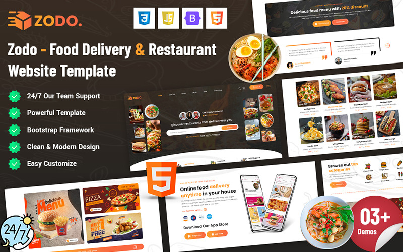 Zodo – Website-Vorlage für Essenslieferungen und Restaurants