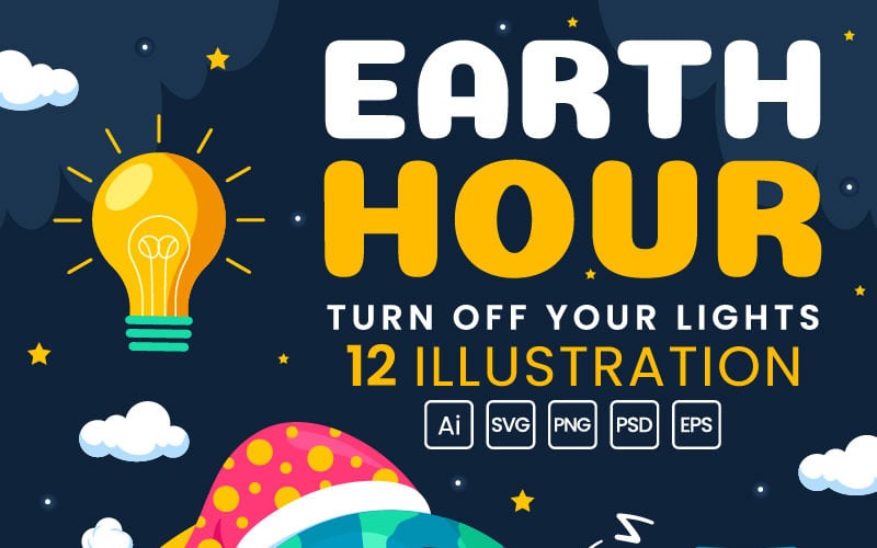 12 Illustrazione felice per la giornata dell'Ora della Terra