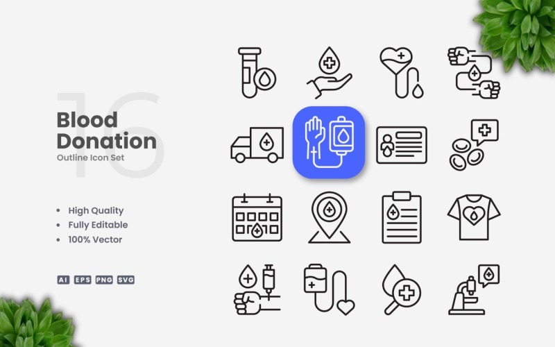 16 донорство крові структури Icon Set