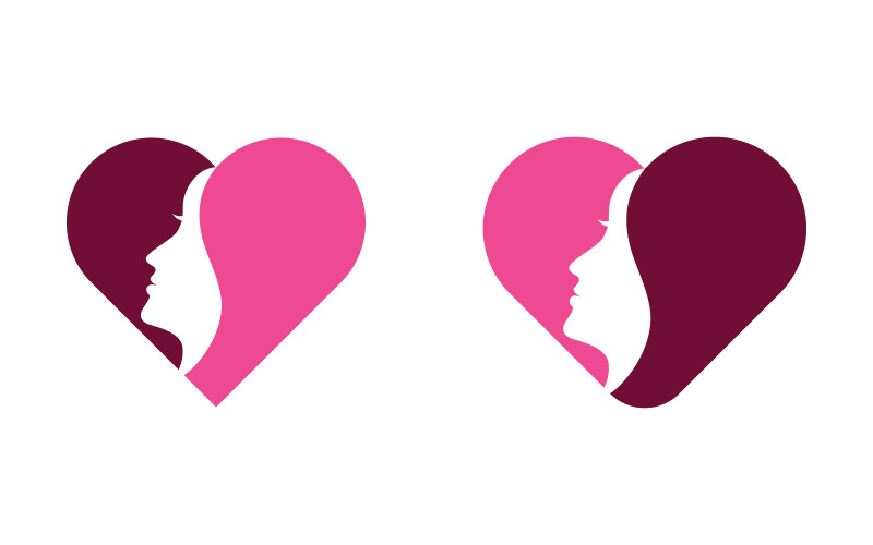 Ilustración de personaje de silueta de rostro de mujer bella v.4