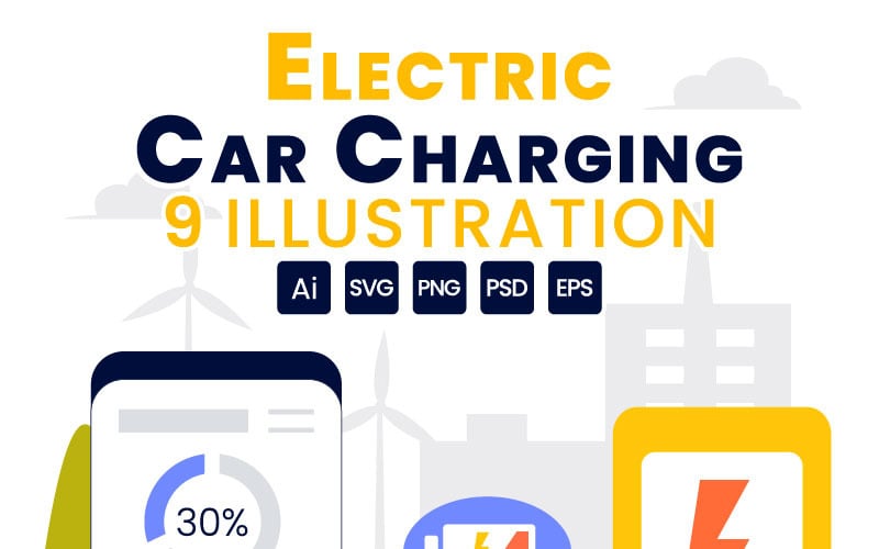 9 Illustratie van het opladen van de accu van een elektrische auto