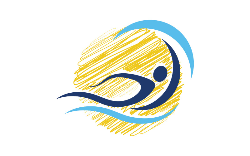 Modèle de conception de logo d'illustration vectorielle de natation de sport nautique v.43