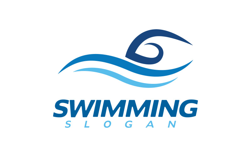 Sport acquatici nuoto Illustrazione vettoriale Logo design Template v.47