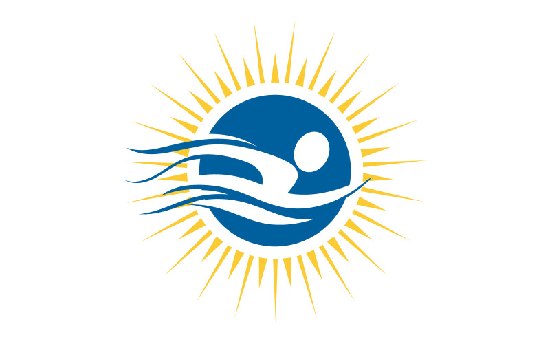 Vattensportsimning Vektorillustration Logotypdesignmall v.28