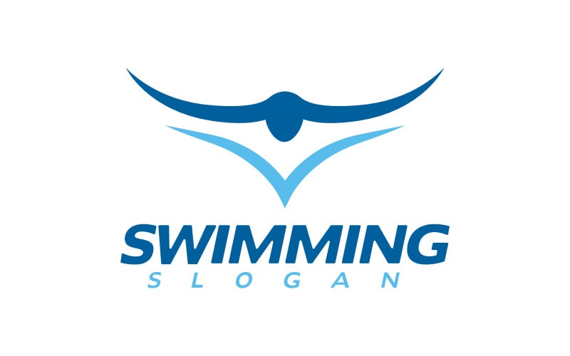 Vattensportsimning Vektorillustration Logotypdesignmall v.37