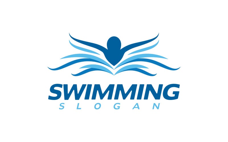 Vattensportsimning vektorillustration Logotypdesignmall v.40