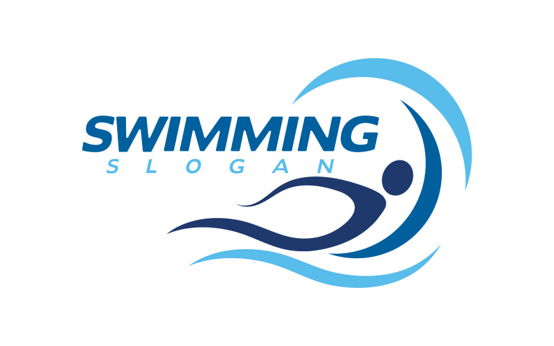 Watersport zwemmen Vectorillustratie Logo-ontwerp Sjabloon v.38