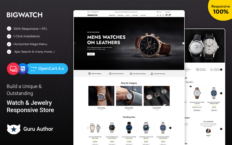 BigWatch - 手表和珠宝响应式 Opencart 商店