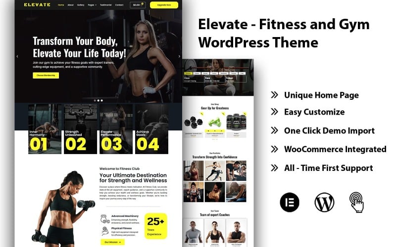 Elevate - Fitness a posilovna WordPress Téma