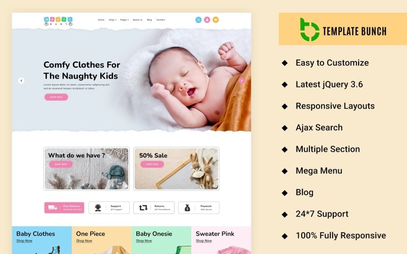 Magic - Baby Cloths Tema Shopify responsivo para site de comércio eletrônico
