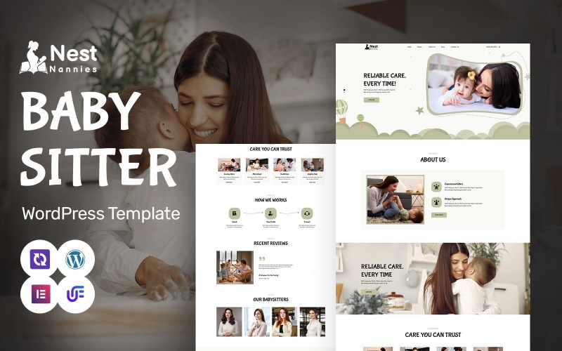 Nest Nannies - Babysitting en Nanny Agency WordPress Elementor Thema