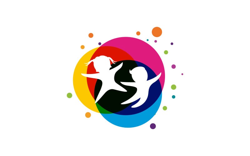 Happy kids concept vector illustration icon Logo design v.10