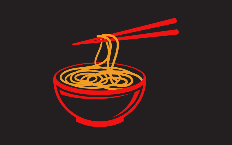 Modèle de conception d'illustration de signe de logo de nourriture de nouilles v.6
