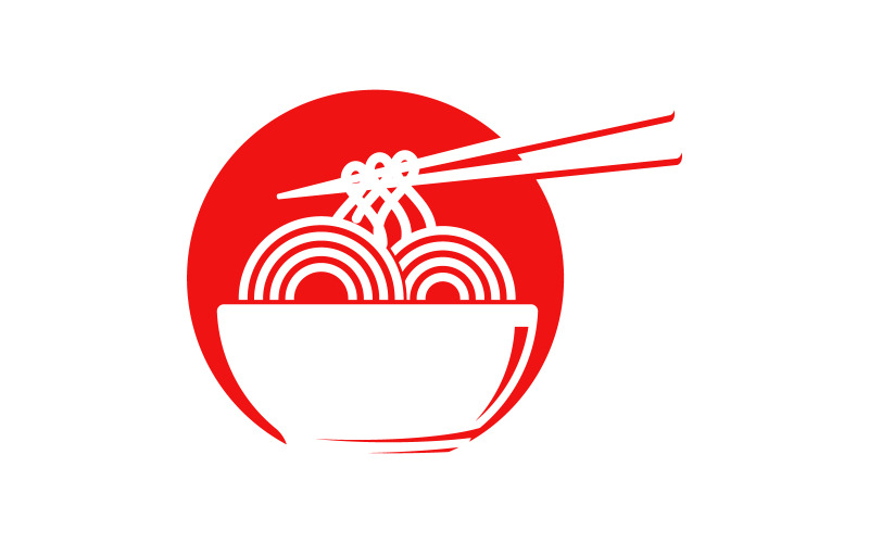 Modello di progettazione dell'illustrazione del logo del cibo di noodles v.9