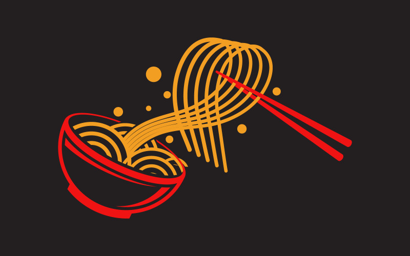 Nudlar mat Logotyp tecken illustration designmall v.14