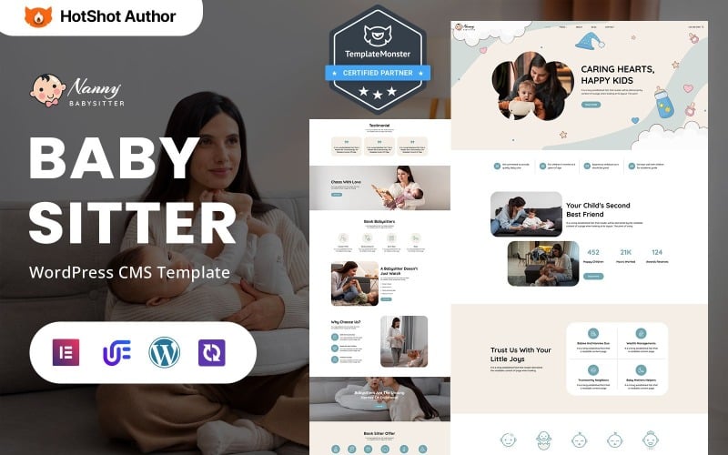 保姆 - 保姆和儿童保育服务 WordPress Elementor 主题