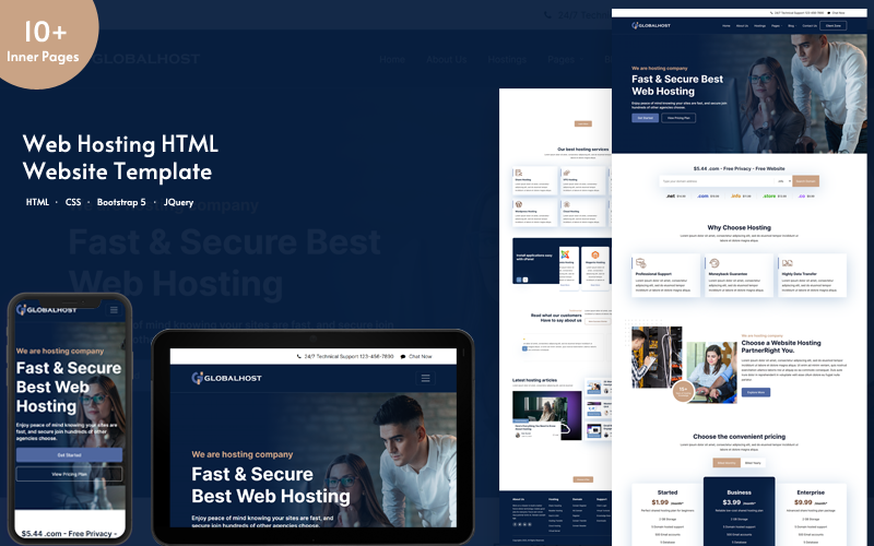 Globalhost – Webbhotell, domän- och molntjänster HTML-mall för webbplatser